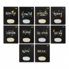 Зошит 36арк. клітинка ПРЕДМЕТКА ZіBі BLACK Набір10 штук, 8 предметів