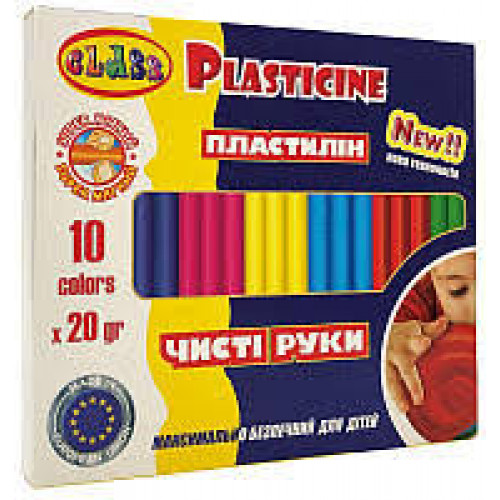 пластилін "Чисті руки MAXI" 10кол.*20гр, ECO, стек, 7645C, CLASS