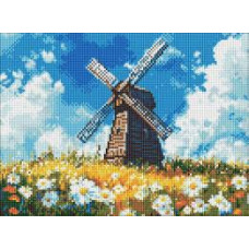 Набір з алмазною мозаїкою "Млин посеред поля" 30х40см