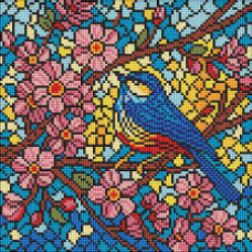 Набір з алмазною мозаїкою "Вітраж. Синиця" 30х30см