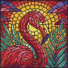 Набір з алмазною мозаїкою "Вітраж. Фламінго" 30х30см