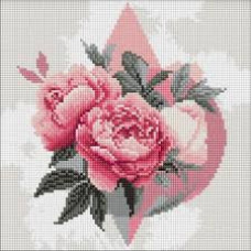 Набір з алмазною мозаїкою "Геометричні фігури з півоніями" 30х30см