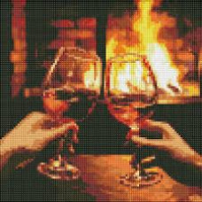 Набір з алмазною мозаїкою "Гріємось біля каміна"  30х30см