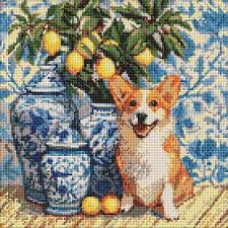 Набір з алмазною мозаїкою "Коргі та лимони" 40х40см