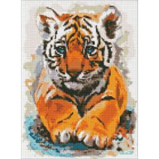 Набір 12+ з алмазною мозаїкою "Маленьке тигреня" 30х40см
