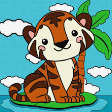 Набір для розпису по номерах  для дітей "Миле тигреня" 25х25cm