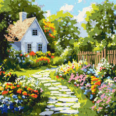 Набір для розпису по номерах "Квіти біля хатини" 40х40см