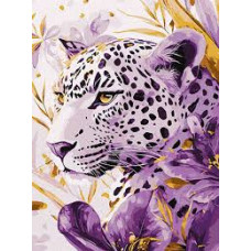 Набір для розпису по номерах "Лілова хижачка з фарбами металiк extra" 30х40см