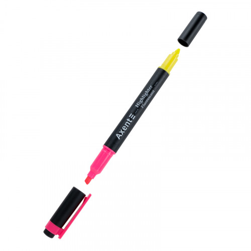Маркер текстовий Highlighter Dual Axent 2-4мм клін рожевий+жовт