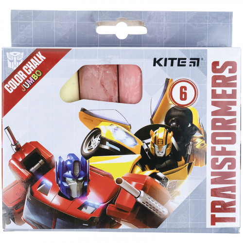 Крейда кольорова Jumbo,  6 кол. Kite Transformers