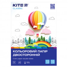 Папір кольор. двостор. (15арк/15кол), А4 Kite Classic