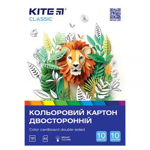 Картон кольор. двостор. А5 (10 арк/10 кол) Kite Classic