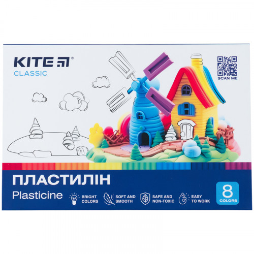 Пластилін Kite Classic  8 кольорів, 160г