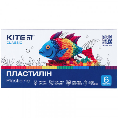 Пластилін Kite Classic  6 кольорів 120г