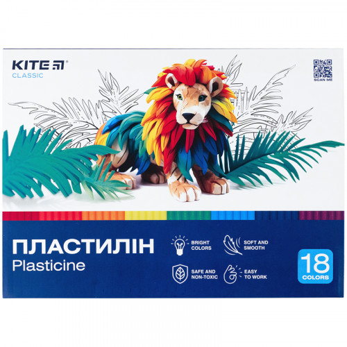 Пластилін Kite Classic 18 кольорів, 360г