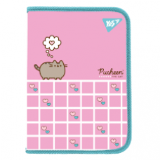 Папка факультативна Yes А4 пласт. на блискавці "Pusheen. Hearts" з внутр. кишенею